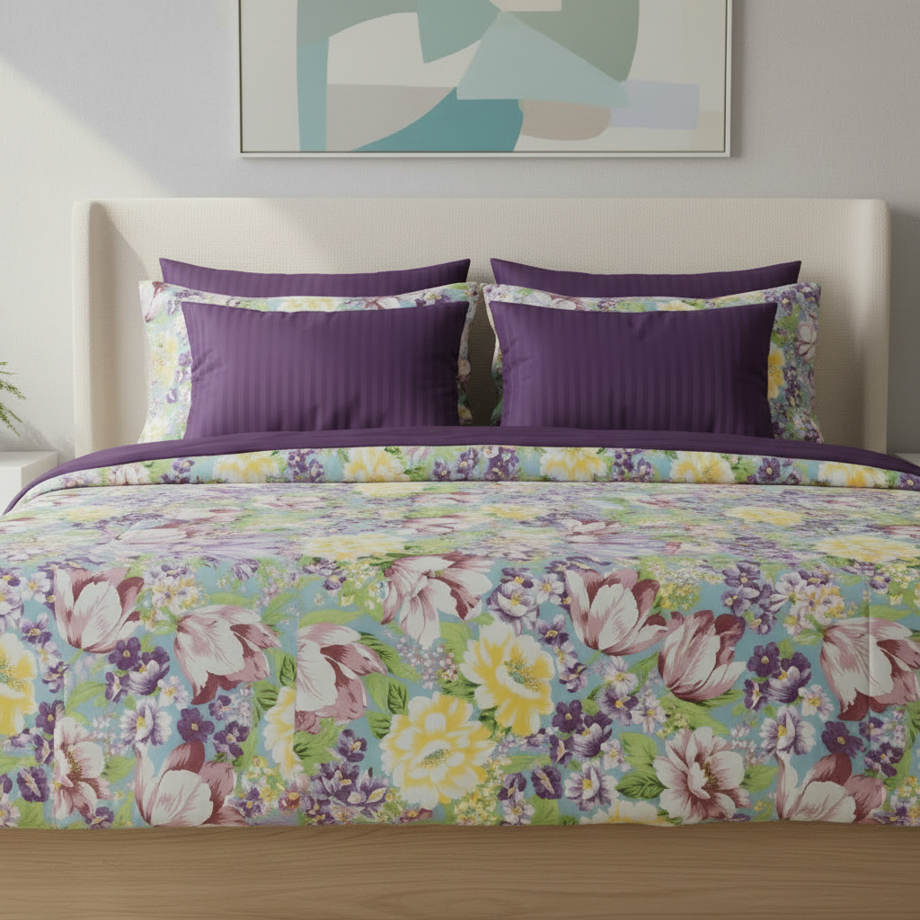 IV865 Luxury Cotton Satin Comforter Set - Light Filling
