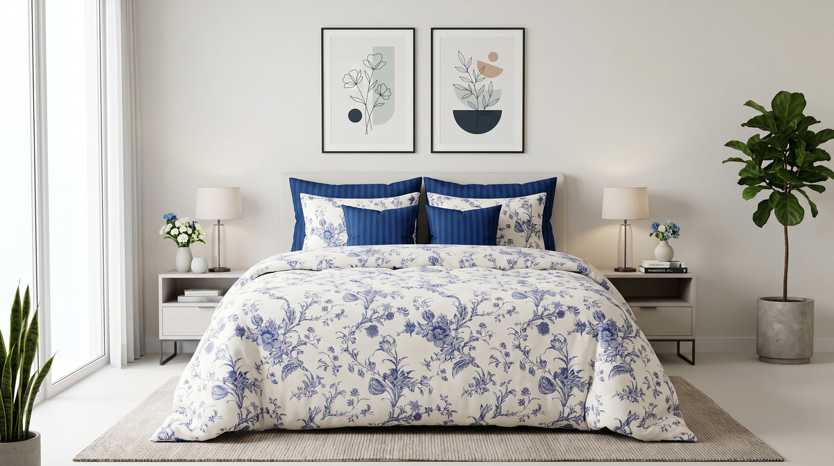 Blue Delft Toile Comforter Set