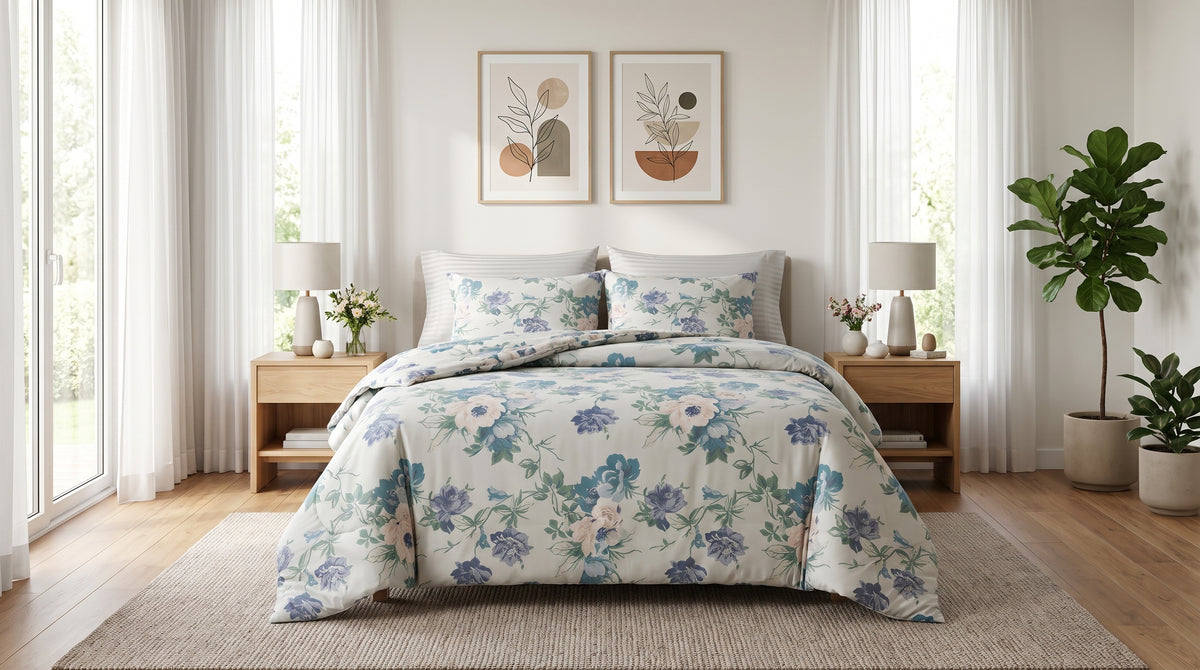 Misty Camellia Duvet Cover Set