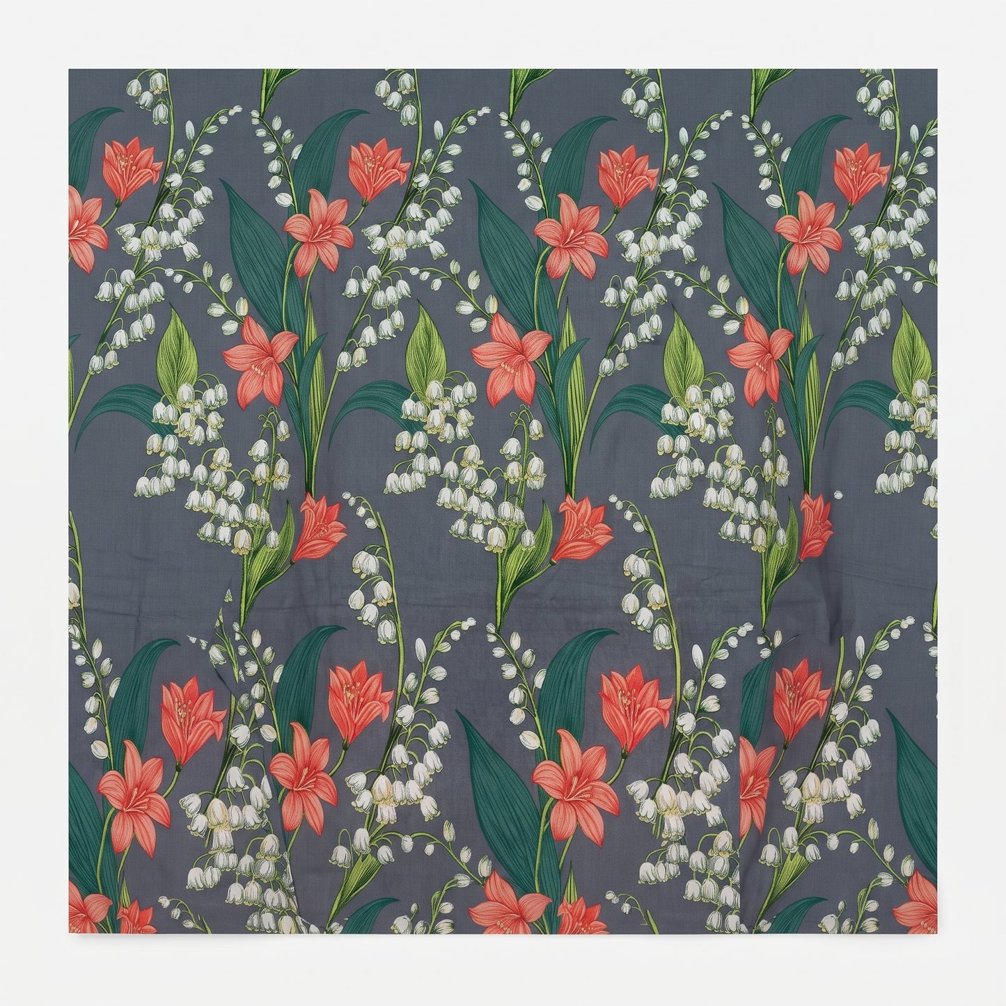 Charcoal Lily of the Valley Duvet Cover Set