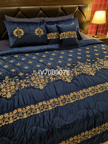 IV7000078 Velvet Embroidered Comforter Set - Light Filling