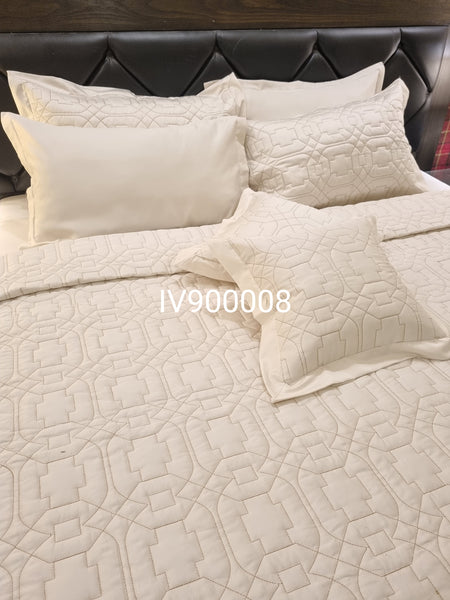 IV900008 Luxury Cotton Satin Bed Spread Set - Light Filling