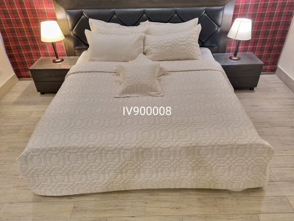 IV900008 Luxury Cotton Satin Bed Spread Set - Light Filling