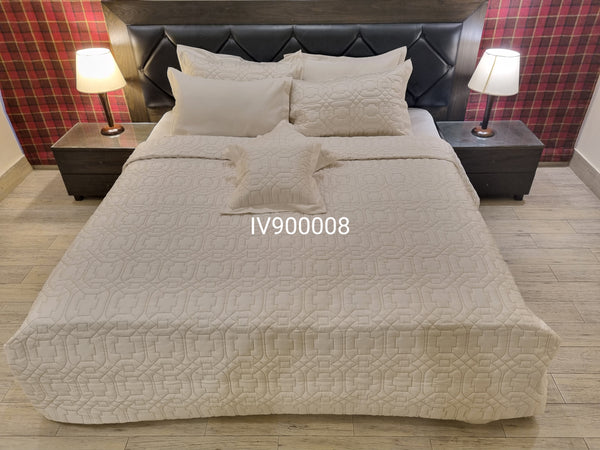 IV900008 Luxury Cotton Satin Bed Spread Set - Light Filling