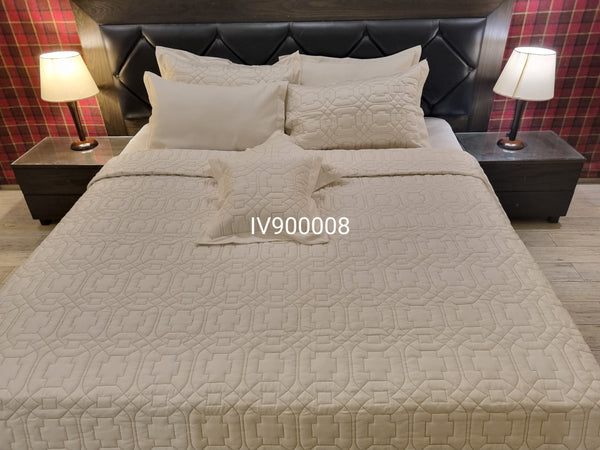 IV900008 Luxury Cotton Satin Bed Spread Set - Light Filling