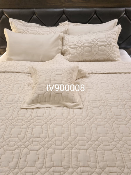 IV900008 Luxury Cotton Satin Bed Spread Set - Light Filling