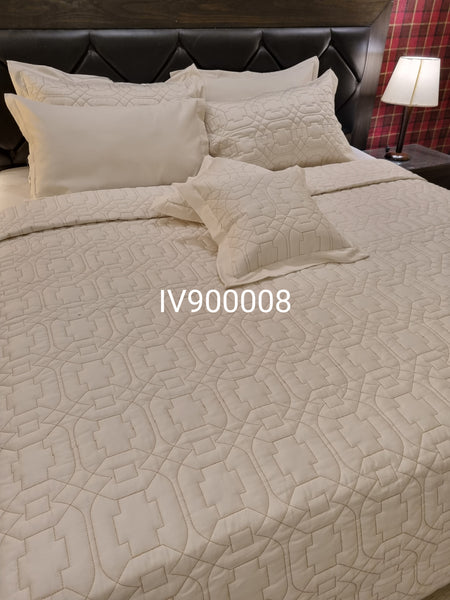 IV900008 Luxury Cotton Satin Bed Spread Set - Light Filling