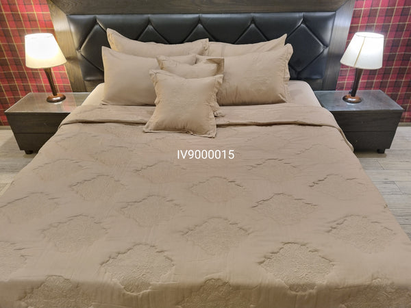 IV9000015 Luxury Cotton Satin Bed Spread Set - Light Filling