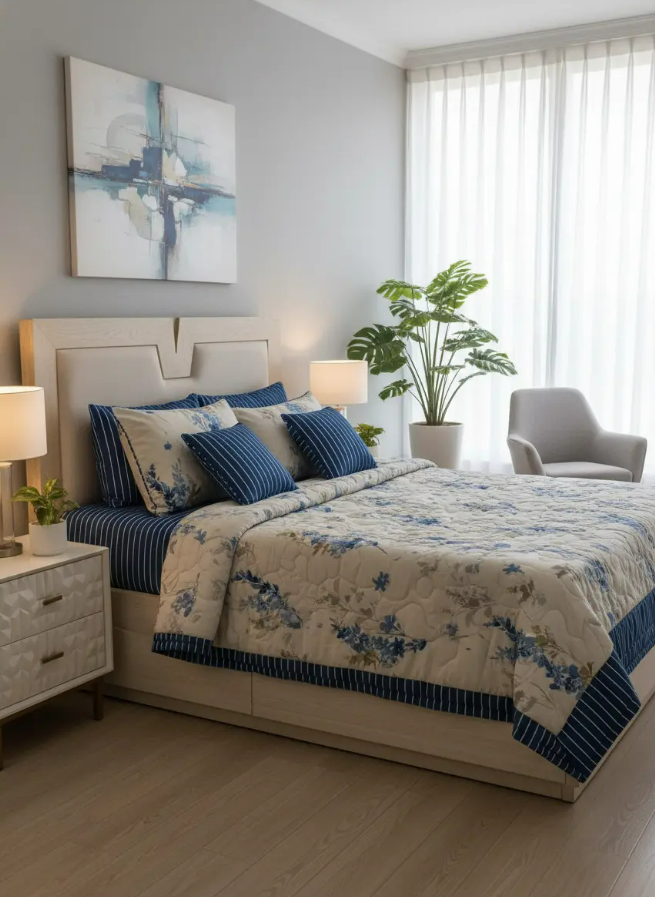 IV684 Cotton Comforter Set - Light Filling