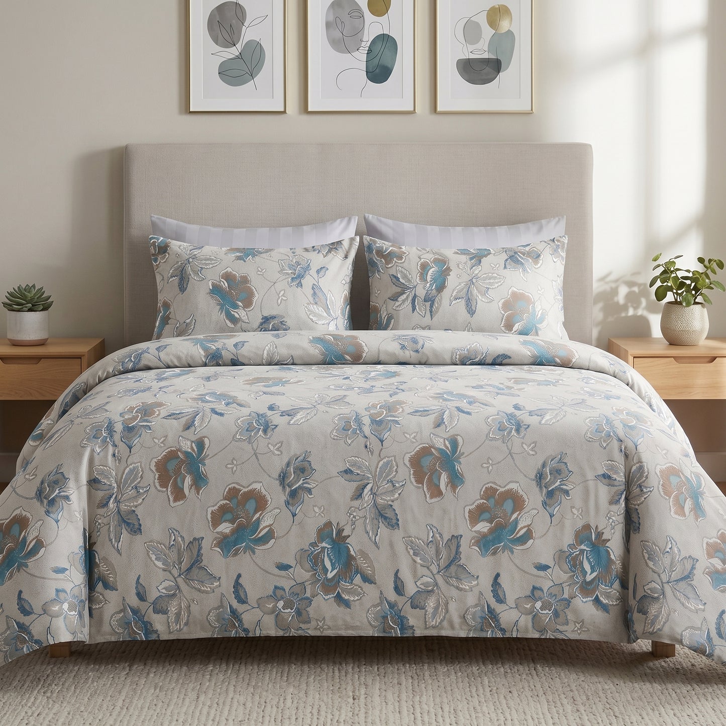 IV935 Luxury Cotton Satin Comforter Set - Light Filling