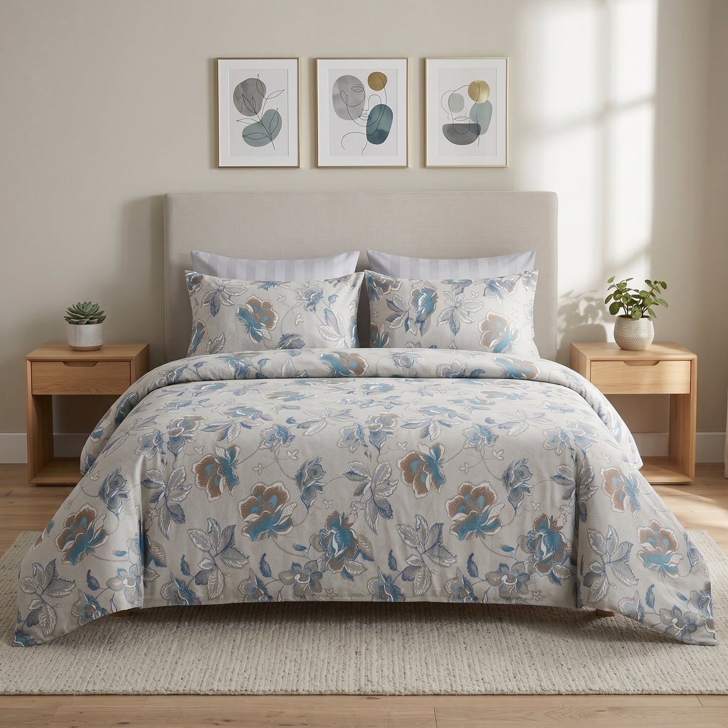 IV935 Luxury Cotton Satin Comforter Set - Light Filling