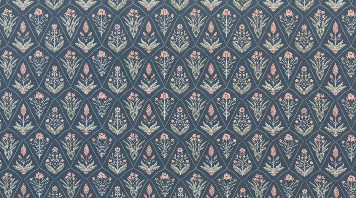 Dusty Blue Flora Duvet Cover Set