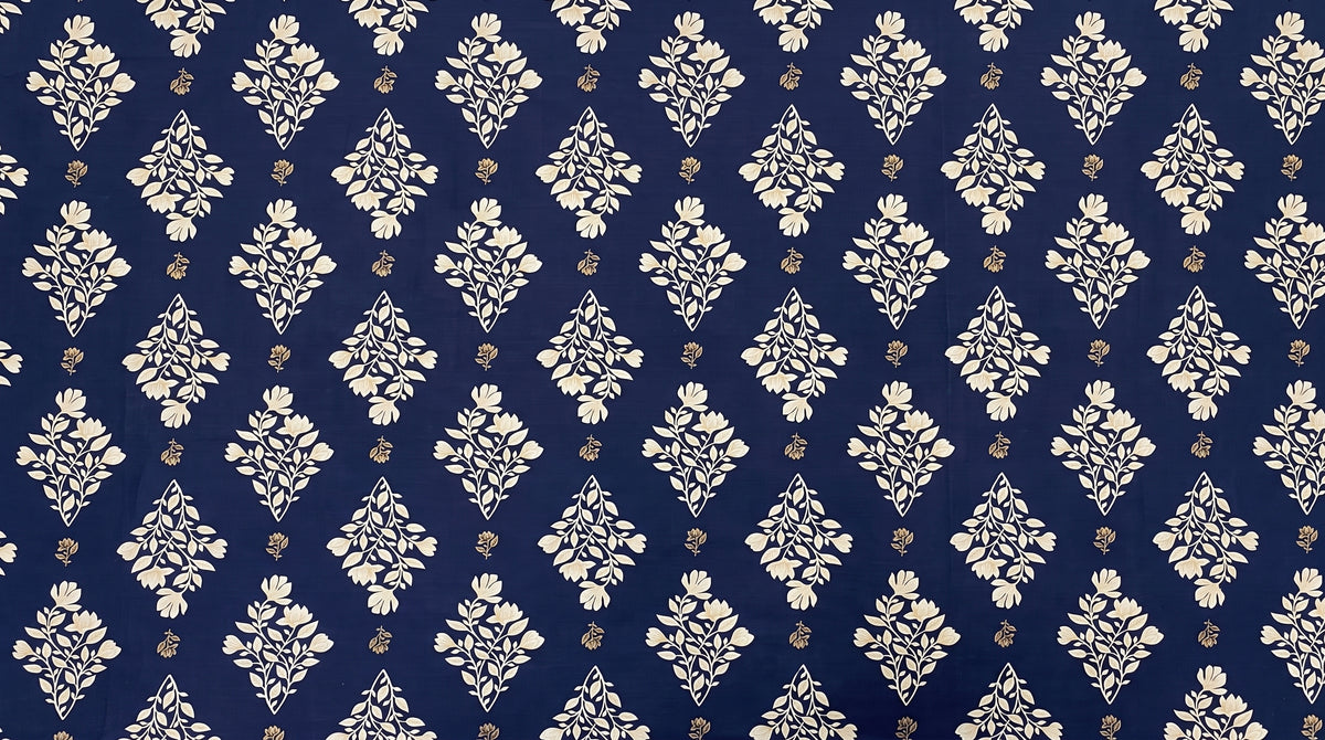 Navy Floral Damask Comforter Set