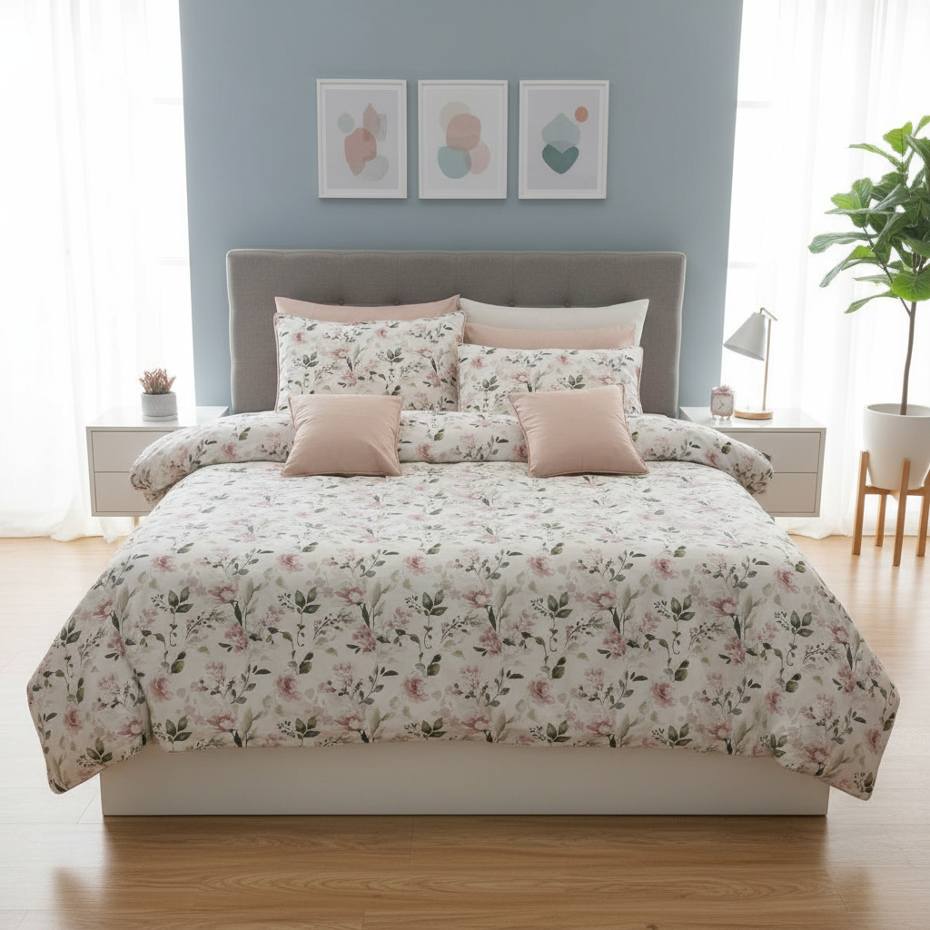 IV766 Luxury Cotton Satin Comforter Set - Light Filling