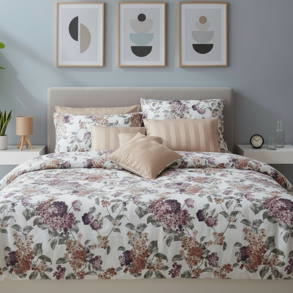 IV764 Luxury Cotton Satin Comforter Set - Light Filling