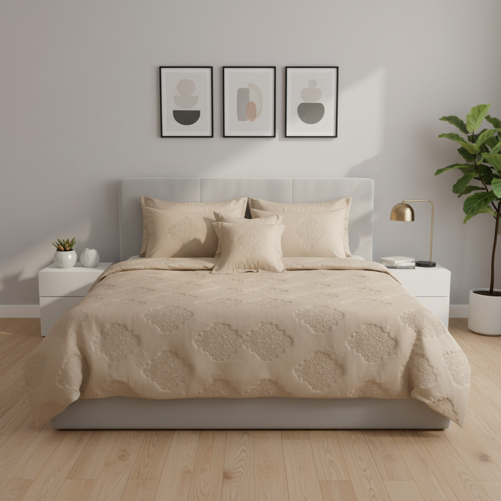 IV9000015 Luxury Cotton Satin Bed Spread Set - Light Filling