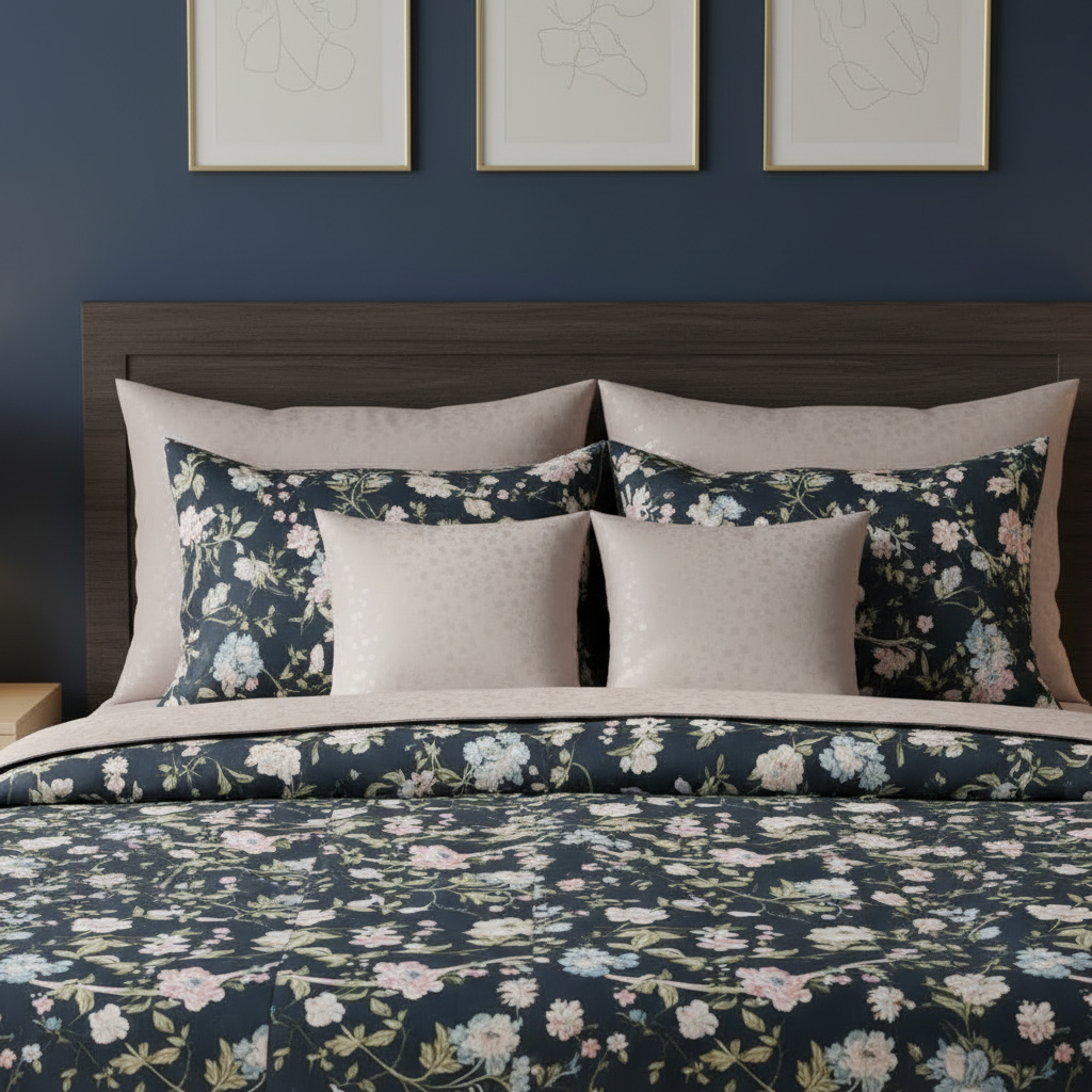 IV827 Luxury Cotton Satin Comforter Set - Light Filling