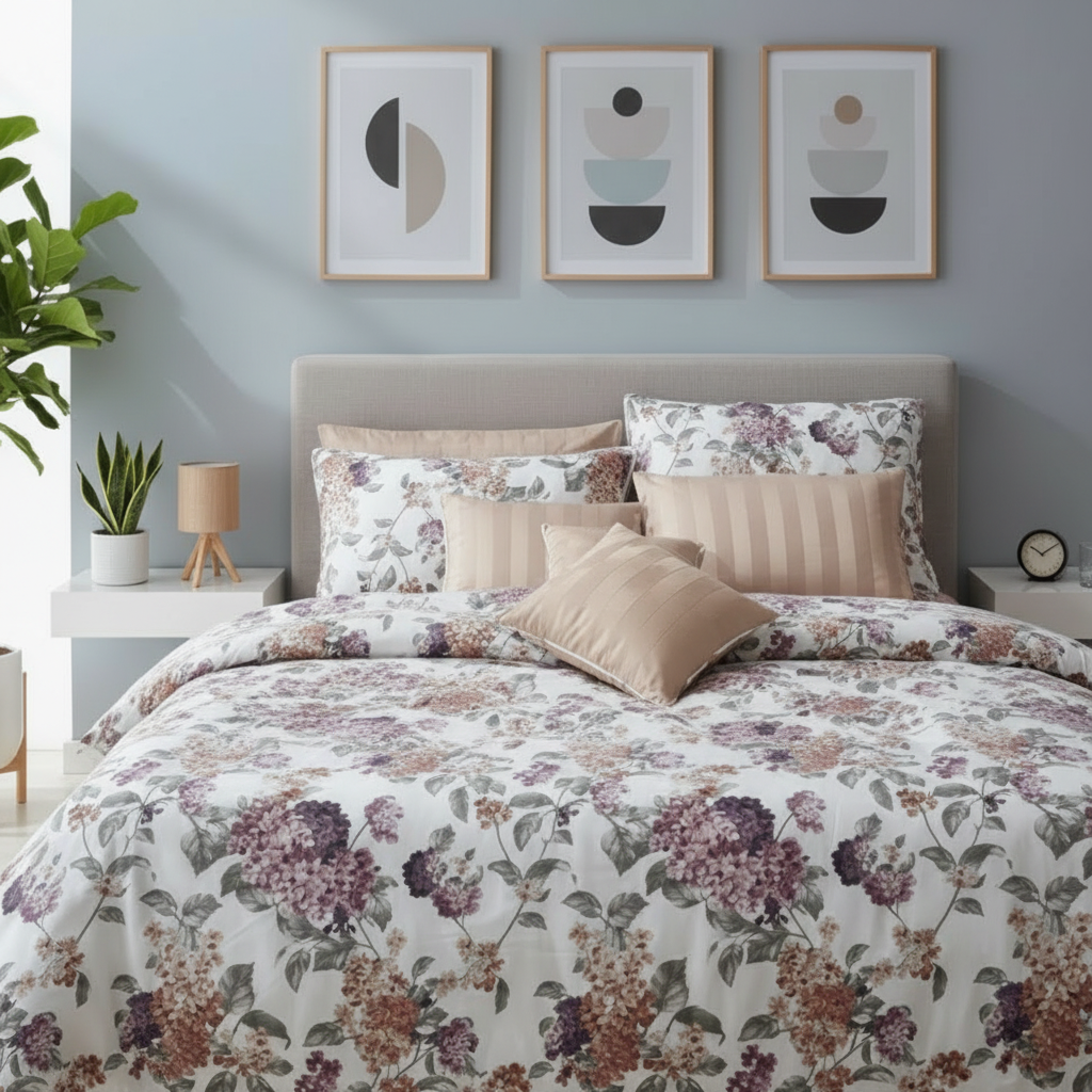 IV764 Luxury Cotton Satin Comforter Set - Light Filling