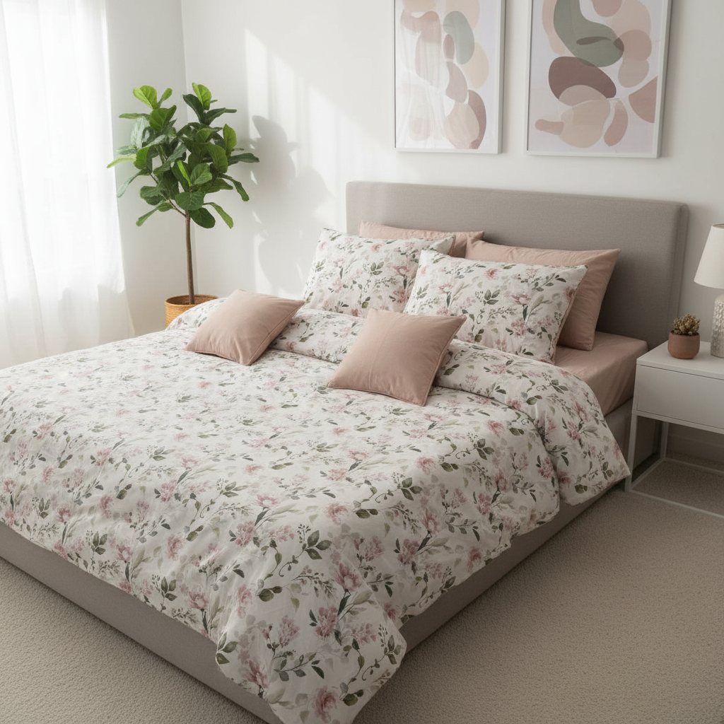 IV766 Luxury Cotton Satin Comforter Set - Light Filling