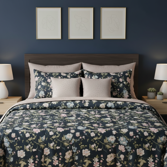 IV827 Luxury Cotton Satin Comforter Set - Light Filling