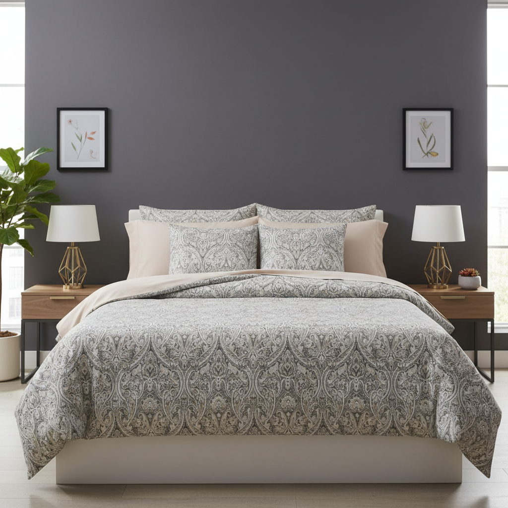 IV811 Percale Cotton Comforter Set - Light Filling