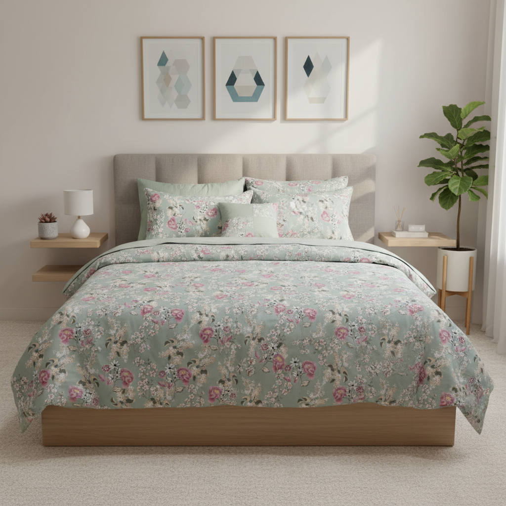 IV762 Luxury Cotton Satin Comforter Set - Light Filling