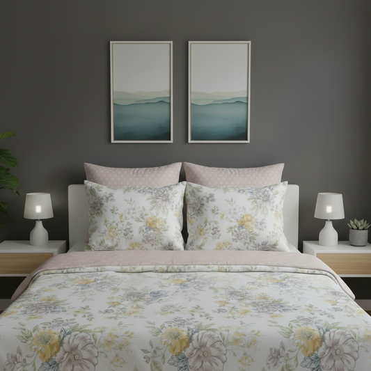 IV812 Luxury Cotton Satin Comforter Set - Light Filling