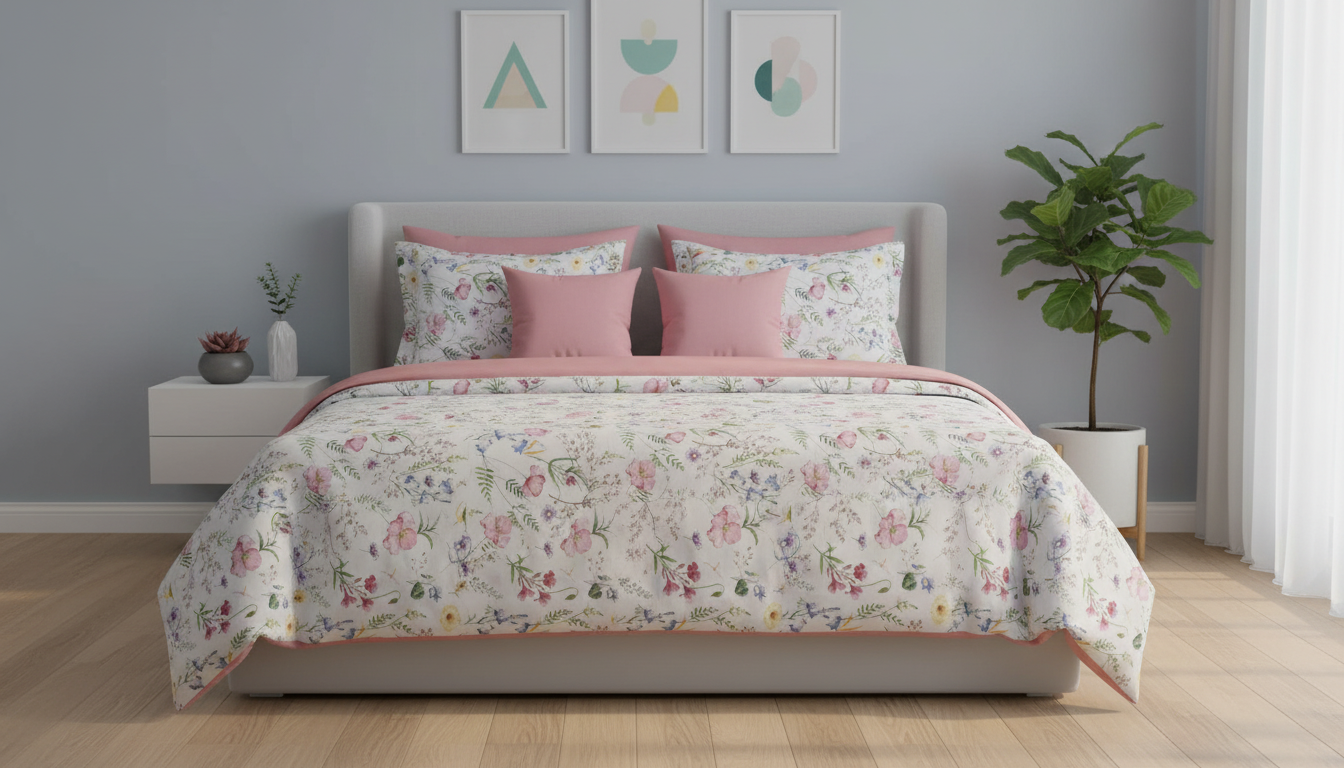IV864 Luxury Cotton Satin Comforter Set - Light Filling