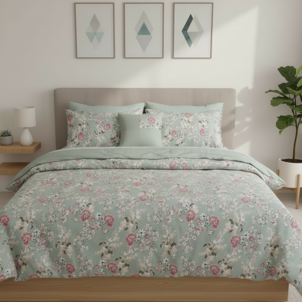 IV762 Luxury Cotton Satin Comforter Set - Light Filling