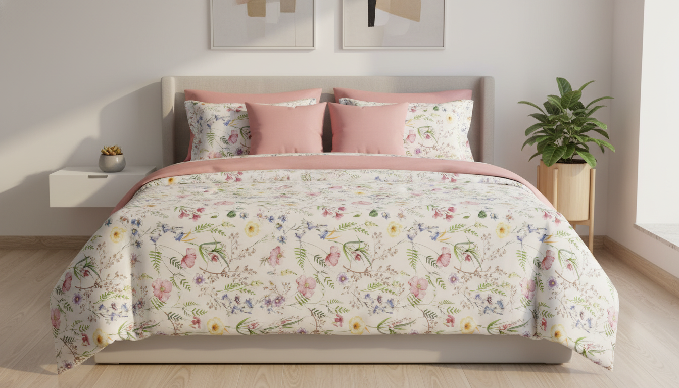 IV864 Luxury Cotton Satin Comforter Set - Light Filling