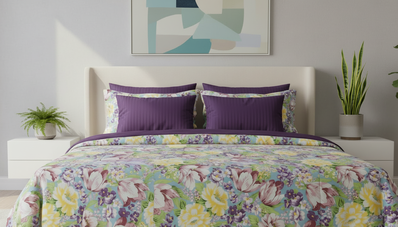 IV865 Luxury Cotton Satin Comforter Set - Light Filling