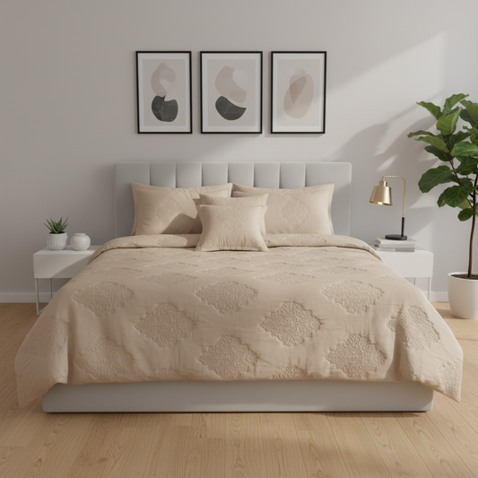 IV9000015 Luxury Cotton Satin Bed Spread Set - Light Filling