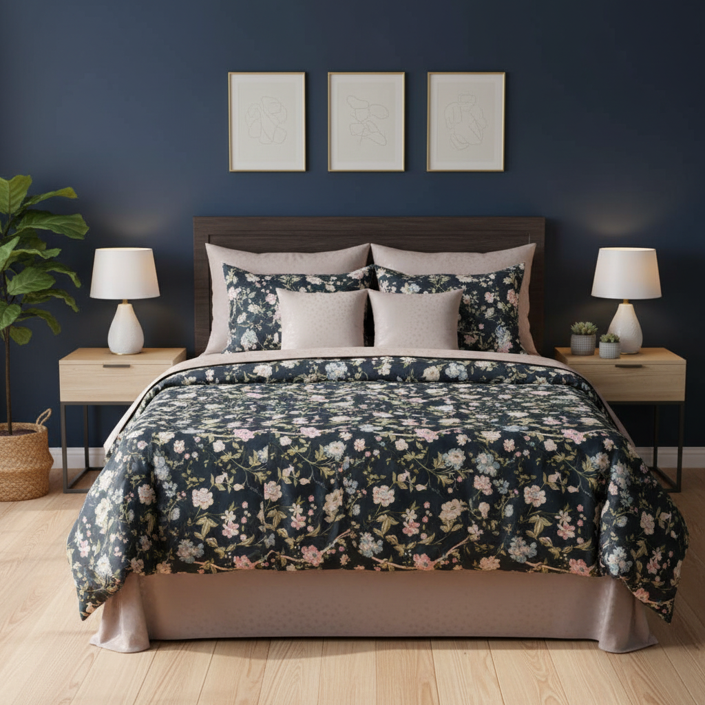 IV827 Luxury Cotton Satin Comforter Set - Light Filling