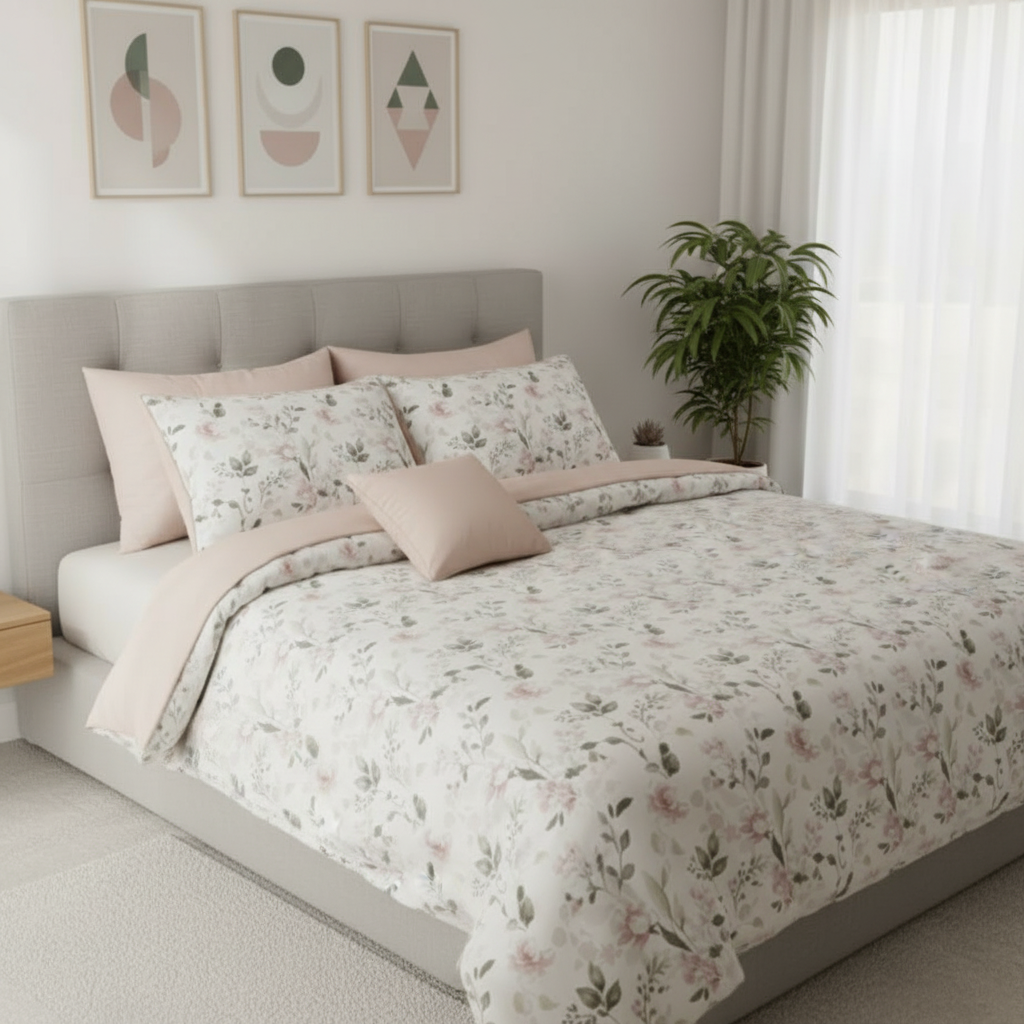 IV766 Luxury Cotton Satin Comforter Set - Light Filling