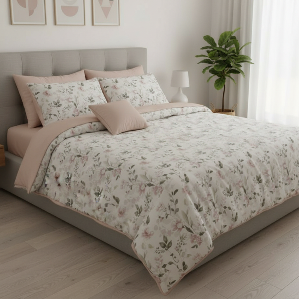 IV766 Luxury Cotton Satin Comforter Set - Light Filling