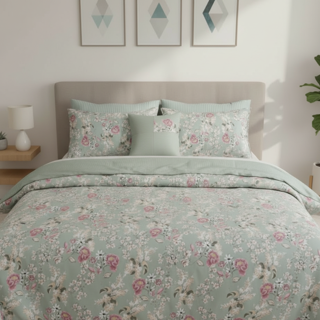 IV762 Luxury Cotton Satin Comforter Set - Light Filling