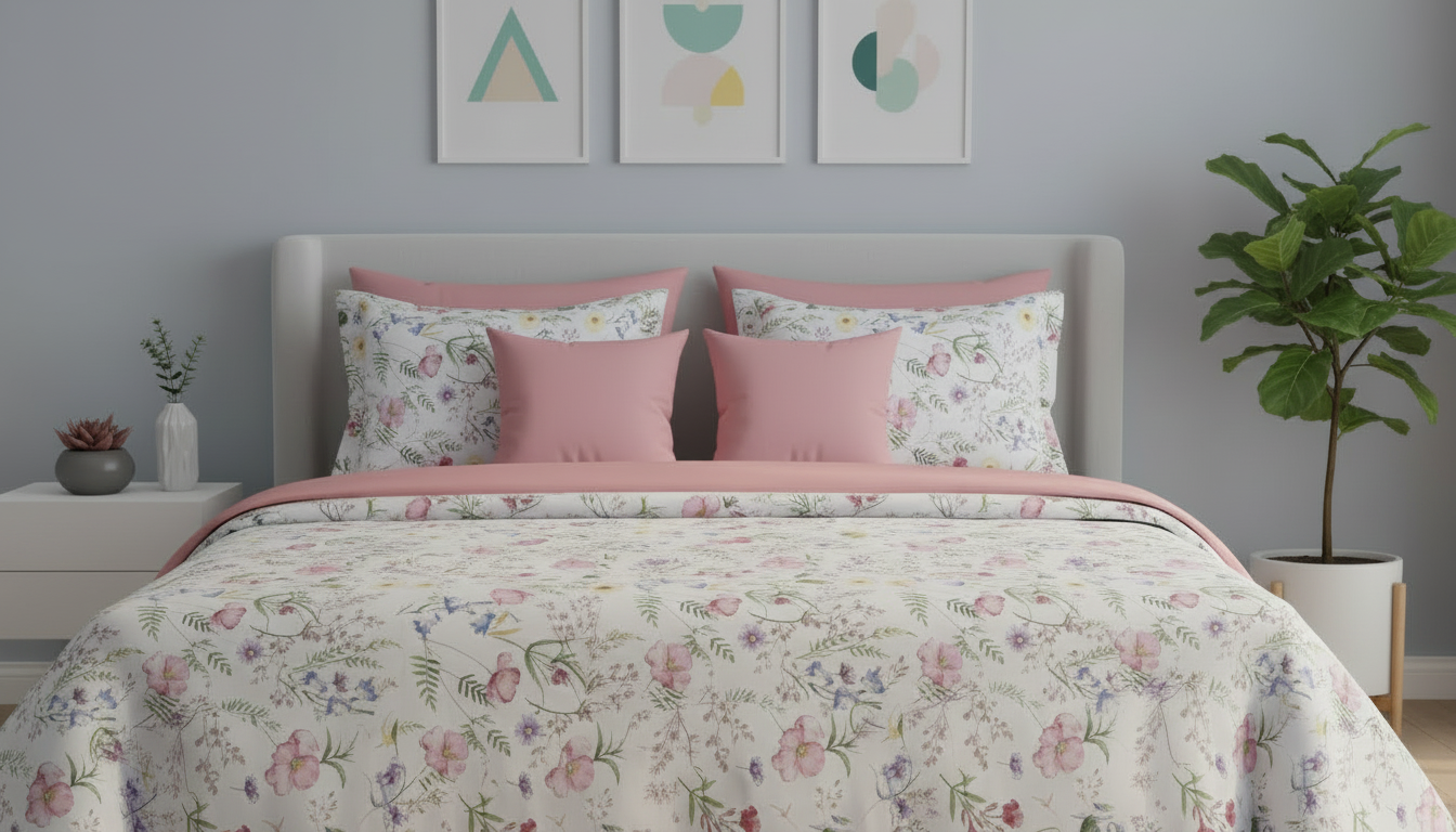 IV864 Luxury Cotton Satin Comforter Set - Light Filling