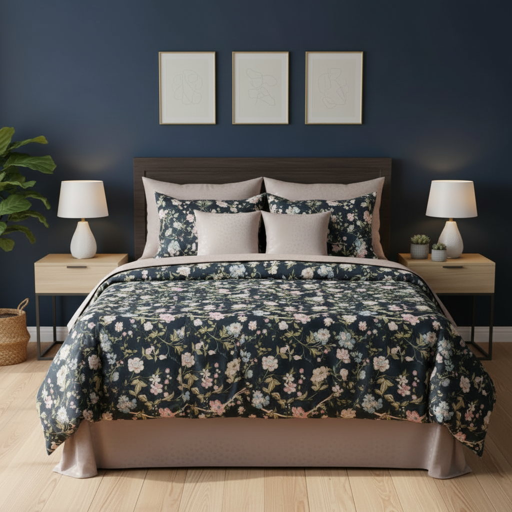 IV827 Luxury Cotton Satin Comforter Set - Light Filling