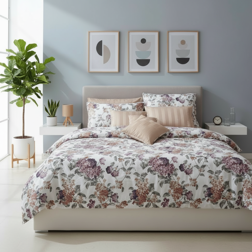 IV764 Luxury Cotton Satin Comforter Set - Light Filling