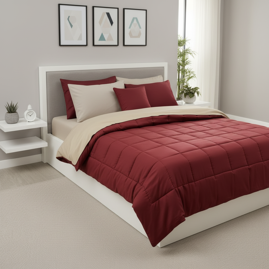 IV569 Luxury Cotton Satin Comforter Set - Light Filling