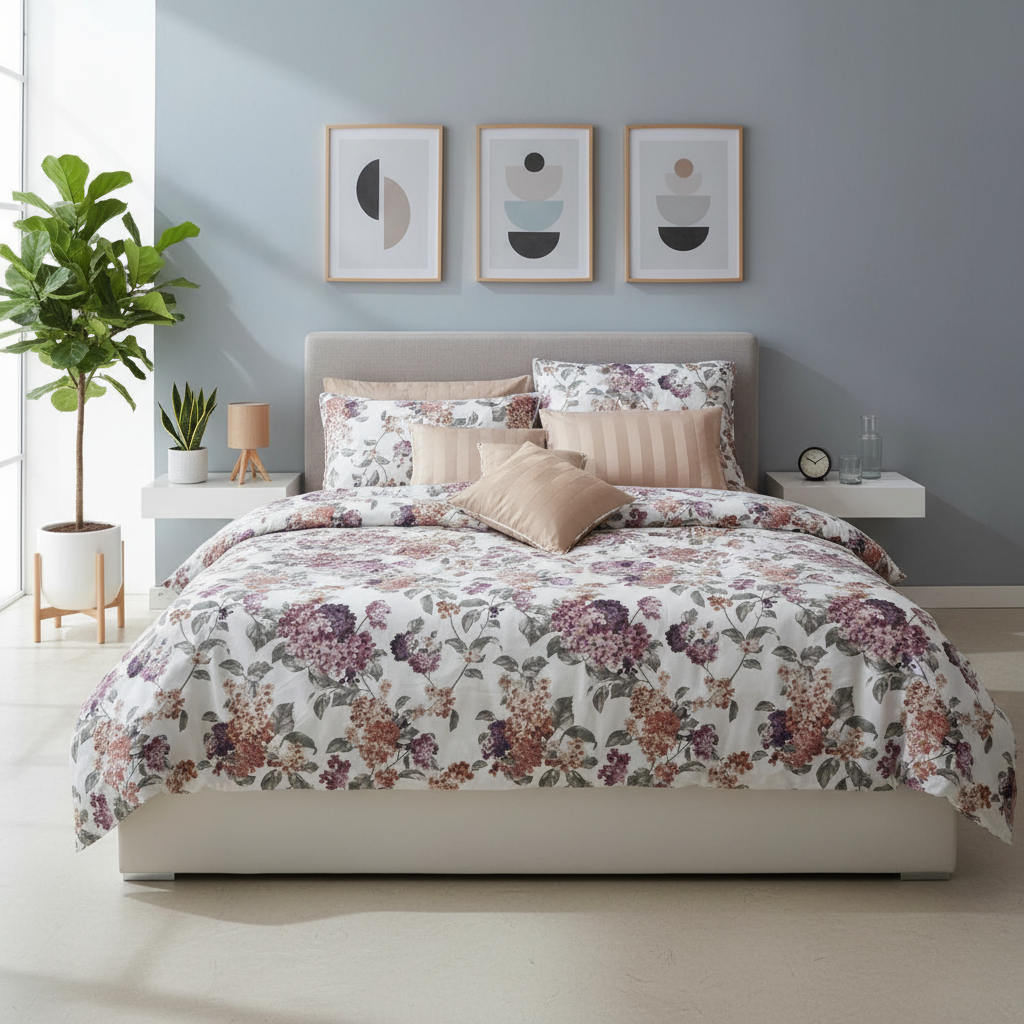 IV764 Luxury Cotton Satin Comforter Set - Light Filling