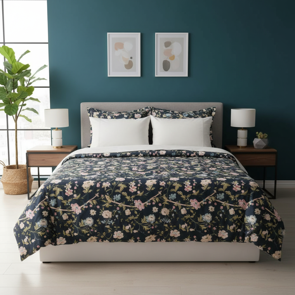 IV827 Luxury Cotton Satin Comforter Set - Light Filling