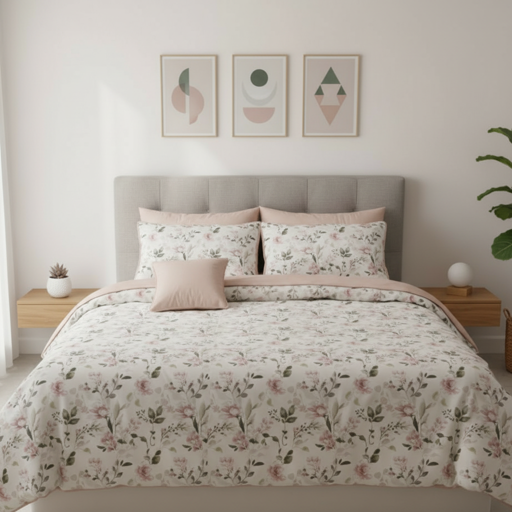 IV766 Luxury Cotton Satin Comforter Set - Light Filling