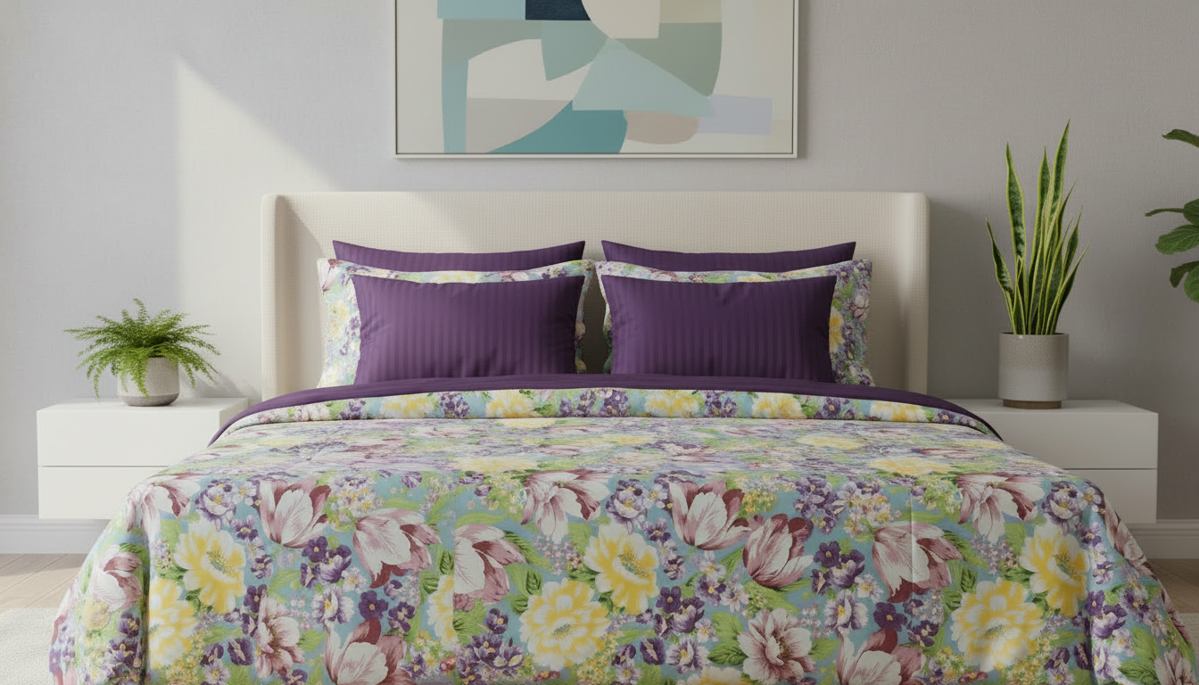 IV865 Luxury Cotton Satin Comforter Set - Light Filling