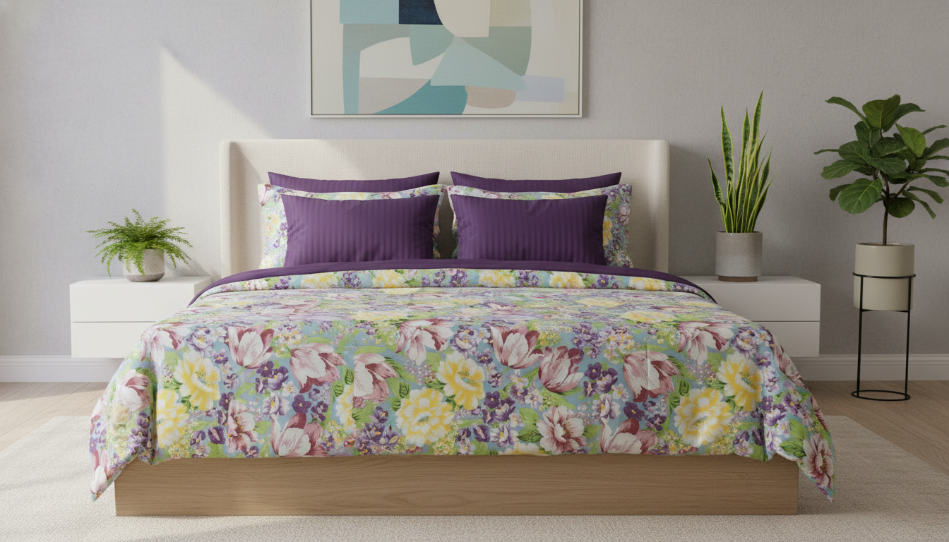 IV865 Luxury Cotton Satin Comforter Set - Light Filling