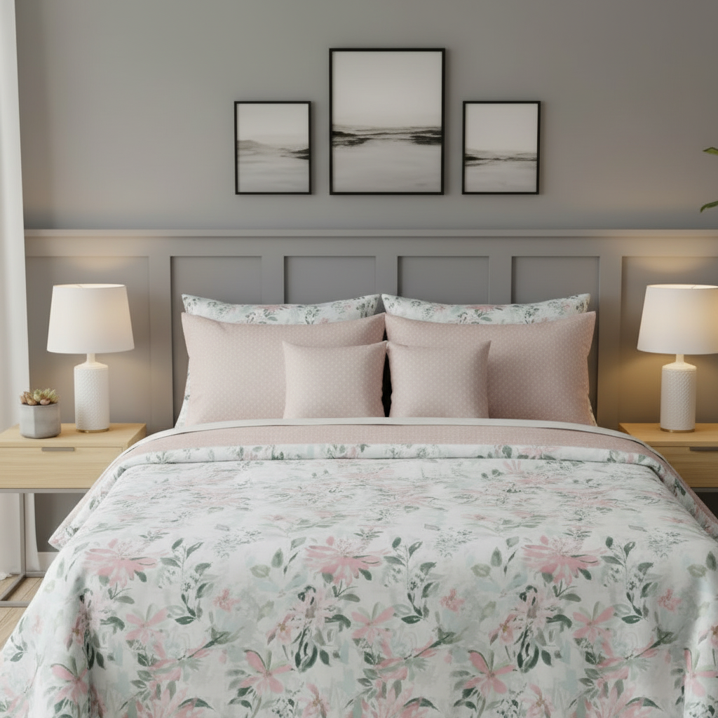 IV819 Percale Cotton Comforter Set - Light Filling