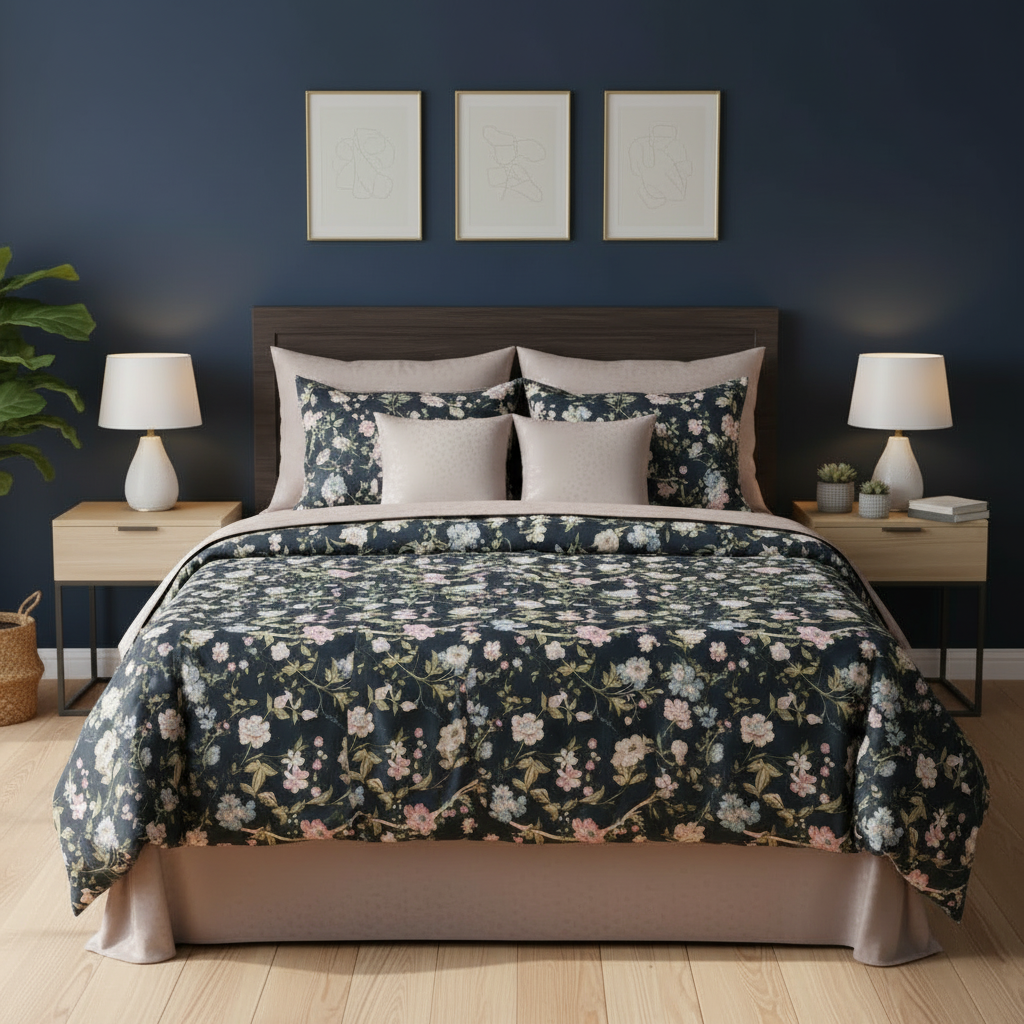 IV827 Luxury Cotton Satin Comforter Set - Light Filling