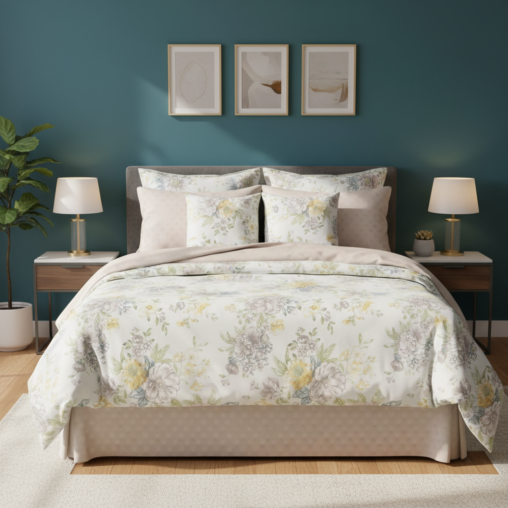 IV812 Luxury Cotton Satin Comforter Set - Light Filling