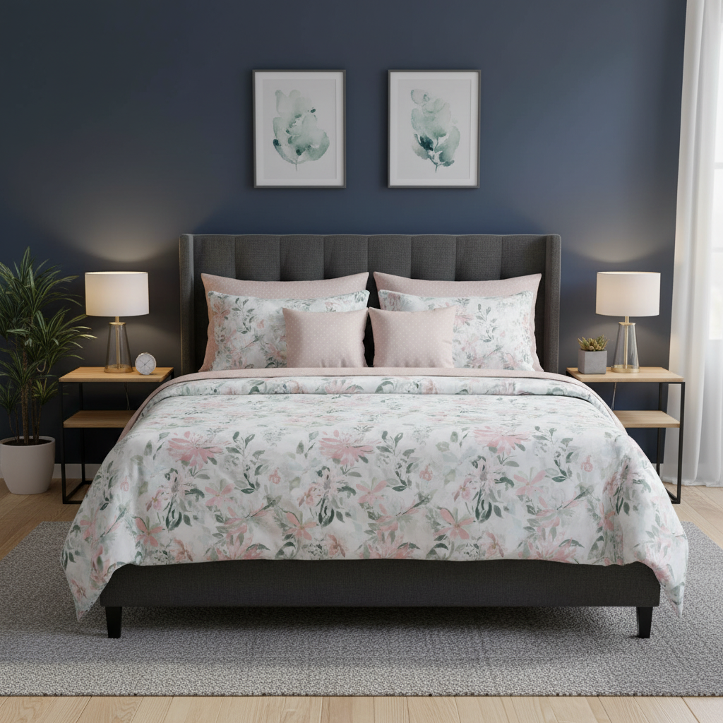 IV819 Percale Cotton Comforter Set - Light Filling