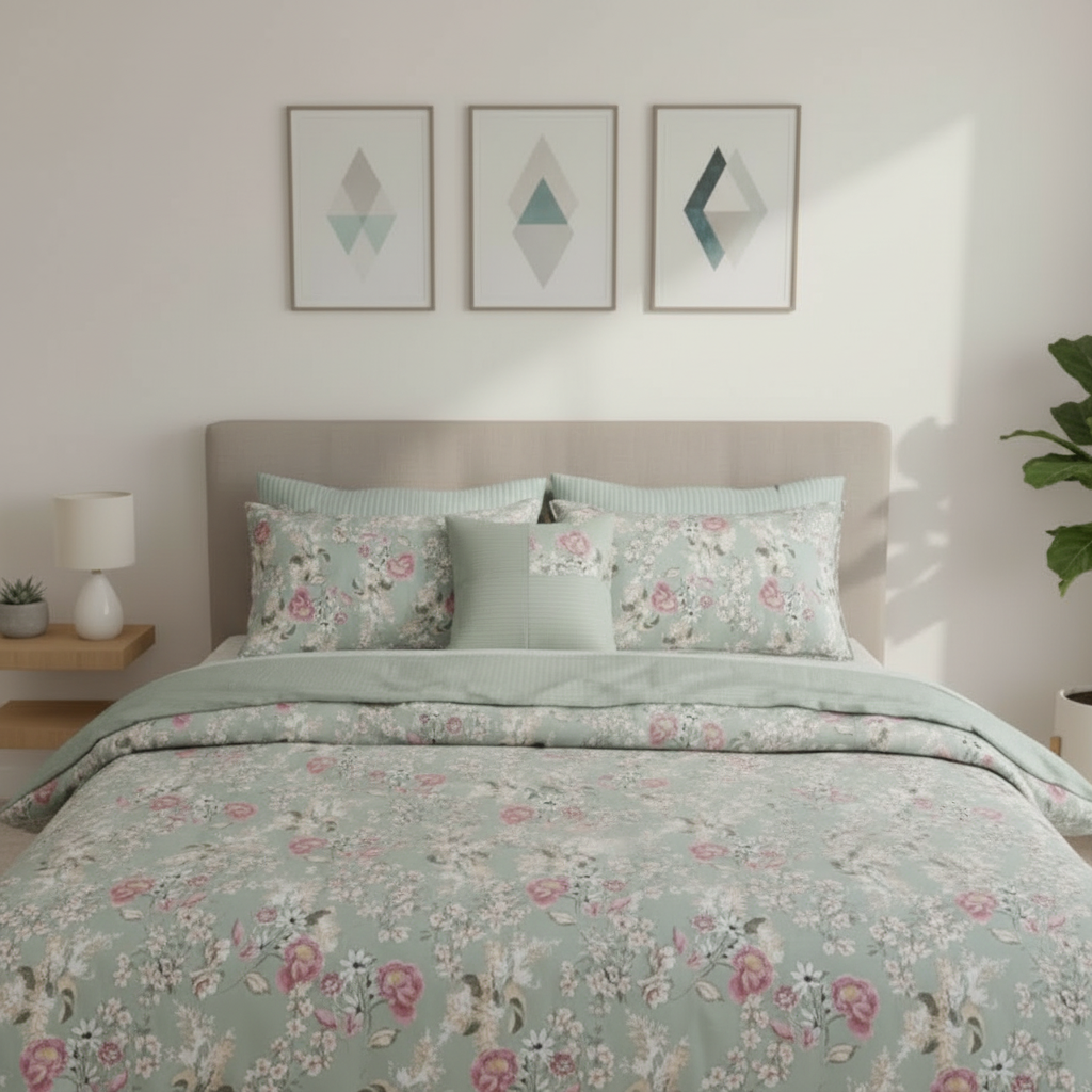 IV762 Luxury Cotton Satin Comforter Set - Light Filling